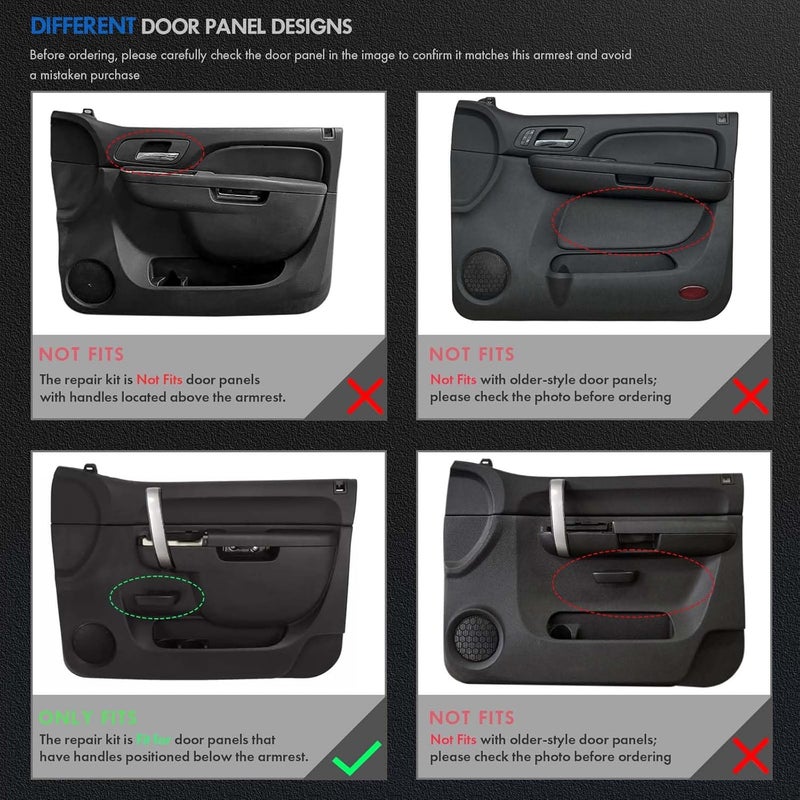 RHAOCZIYAUTO 22818465 Front Left Driver Side Armrest Repair Kit Fit for Chevy Silverado 1500 2500HD 3500HD 2010-2014 For GMC Sierra 1500 2500 HD 3500 HD 2010-2014 Door Panel with Release Handle Below Armrest Black - Image 3